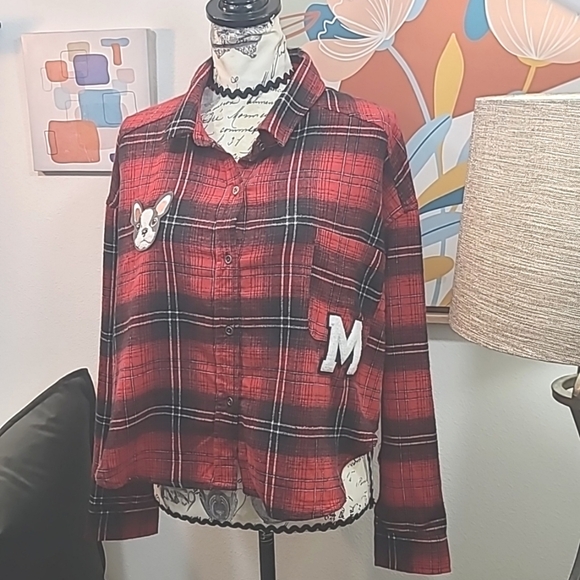 no comment Plaid cropped flannel - Picture 2 of 11